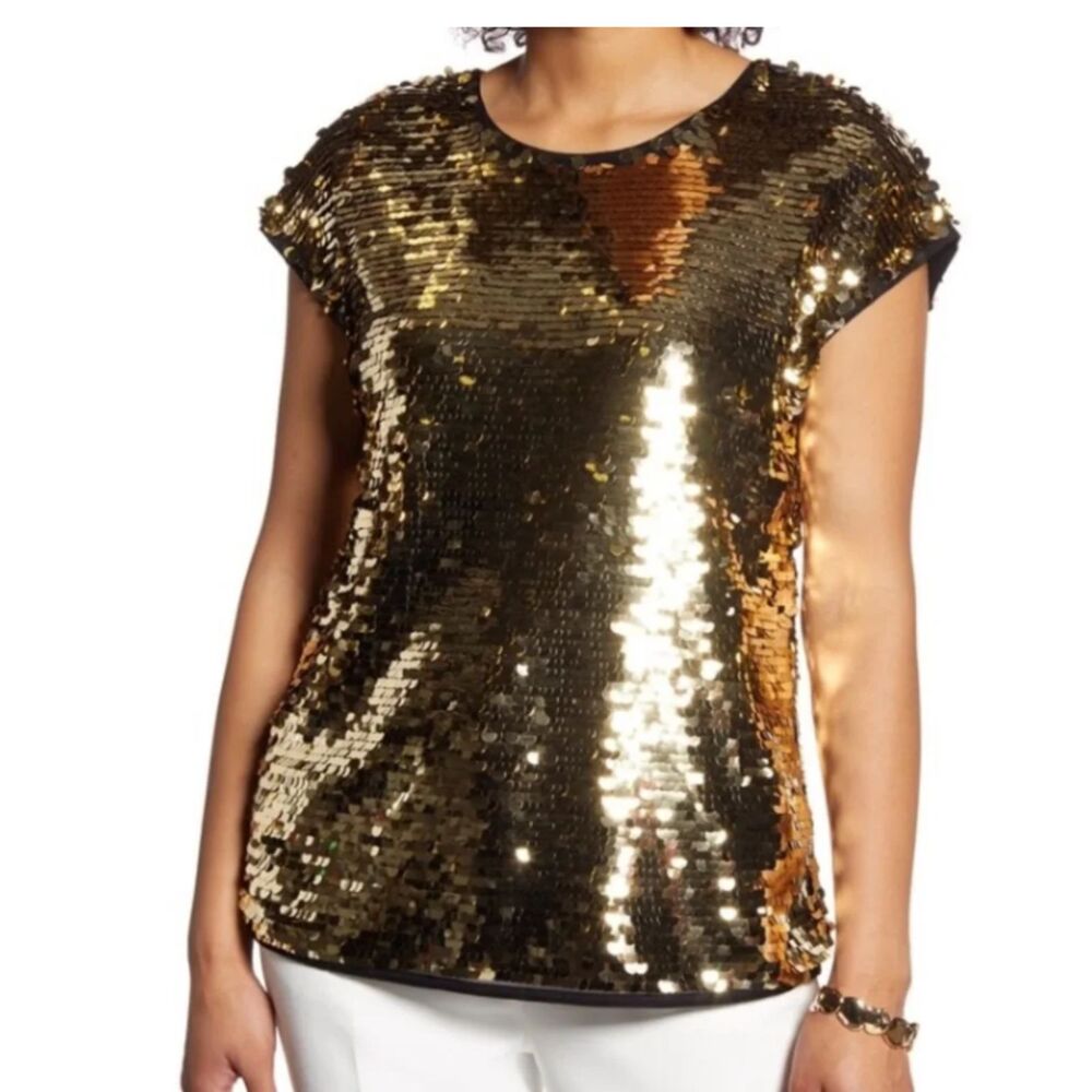 Halogen Top Gold Sequin XL New Years Party Wedding Disco Festive Holiday NWT